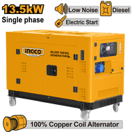 Ingco 13.5KVA 4-stroke Air-Cooled Electric Starting System Silent Diesel Generator 2-Piston Engine G
