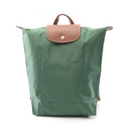 [二手] Longchamp Le Pliage Original 背包，M 碼，10284089P95，綠色帆布皮革。