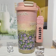 Lily Flower Special Edition Ceramine Coating Sus316l Cup Mug Multipurposethermo Coffee G1f7