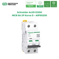 Schneider Acti9 iC60H MCB 6A 2P Kurva D - A9F85206