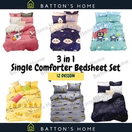 3 in 1 Premium Single Comforter Tebal Bedsheet Set Cadar dgn Selimut Tebal