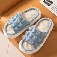 SKM Cake Puff Thick Bottom Linen Adult Indoor Slippers HM257 Selipar