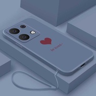 [ฟรีสายคล้อง] Xiaomi Redmi Note 13 Pro 5G 13 Pro + Plus 13 Pro 4G เคสซิลิคอนเหลวสี่เหลี่ยมลายหัวใจน่ารักเคสนิ่มสวยงาม