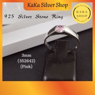 925 Silver 3mm CZ Pink Stone Ring For Women | Perempuan Cincin Batu CZ Merah Jambu Perak 925 |