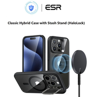ESR iPhone 16 Pro Max/Pro/plus/ 15 Pro Max/pro/plus เคสไฮบริดแบบคลาสสิกพร้อมขาตั้งแบบซ่อน (HaloLock)