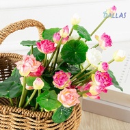 [DL]Artificial Flowers No Withering Decorative Full of Vitality Lotus Faux Silk Artificial Flowers for Garden