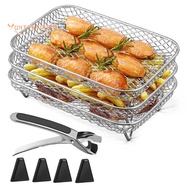 Air Fryer Rack For Ninja Dual Air Fryer, Stackable Stainless Steel Dehydrator Rack, Rectangle Air Fr