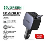 UGREEN CAR CHARGER 60W with RETRACTABLE CABLE 70CM BLACK - 55212B 60W