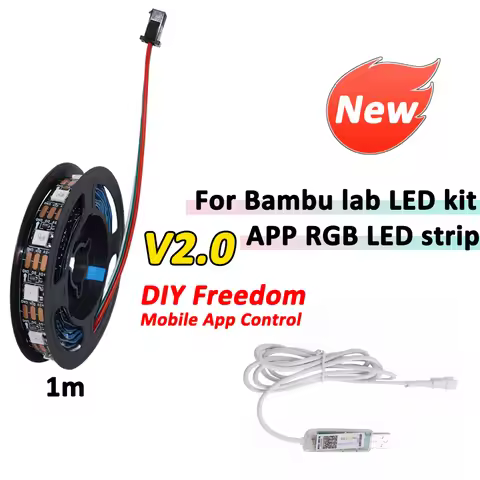Latest Upgrade For Bambu Lab LED 001 RGB Stripe Light WS2812B 1M Bluetooth Mobile APP Control Light 