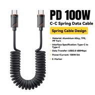 ESSAGER 60W/ 100W Type C Spring Charging Cable Type C to Type C Car Charging Cable is suitable for S