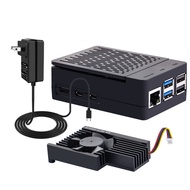 52Pi Case for Raspberry Pi 5 with Power Supply for Raspberry Pi 5, Armor Lite V5 Adjustable Speed, E