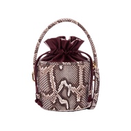 [SUVIMOL]  Mini Toffee - Graphic Natural PYTHON กระเป๋าถือทรงกระบอกหนังงูสีขาวดำ