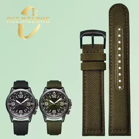 Nylon canvas cowhide bottom watch strap for SEIKO NO.5 SRPC31J1 SSC295J1 20 21 22mm black green gray