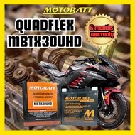 MOTOBATT Quadflex MBTX30UHD Motorcycle Battery Premium Yuasa Replacement with AGM Technology Motor4a