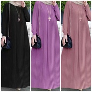 KM Fashion plus size plain pleated Muslim maxi dress abaya abaya dress abaya plus size abaya dress d