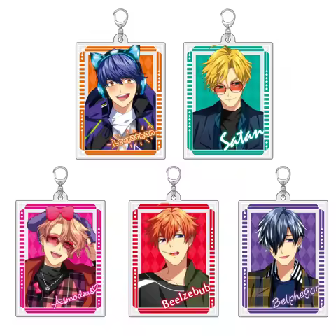 Anime Peripheral Store Obey Me!Mammon Asmodeus Beelzebub Satan Quadrate Acrylic Keychain Pendant Orn