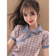 cny clothes women cny clothes POLO Knitwear Short-sleeved Cheongsam Vintage Buckle