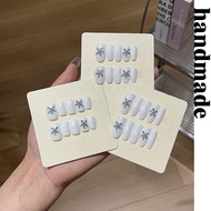 Press on nails handmade [Shell Star] Simple Exquisite Cream Pearlescent White Glossy Strobe Star Dia