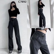 [FG] Ash Black Cross Waist Boyfriend Jeans C7892