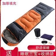 【快速出貨】迪卡­儂加厚睡袋冬季戶外午休棉睡袋可攜式野外露營成人防寒保暖睡