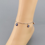 silver round Evil eye charm bracelet anklet 925 jewelry กำไลข้อเท้าเสน่ห์ตาชั่วร้ายสีเงิน 925