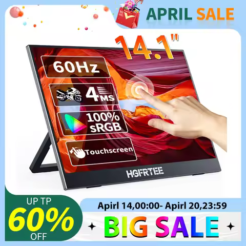 HGFRTEE Portable Touch Monitor 14.1 Inch Ultra-thin Touch Portable Laptop Monitor for Laptops PC Mob