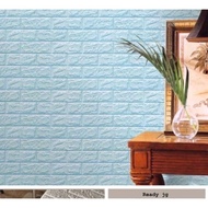 Wallpaper 3D Foam Brick Bata Biru Muda