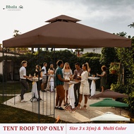 【Roof Top Only】3 x 3(m) Gazebo Canopy Roof Top Replacement Cover Spare Part,Gazebo Canopy Replacement Top Waterproof Cover - Outdoor Gazebo Canopy Cover - Double Tier UV30 Cover for Canopies, Garden, Patio, Yard Tent