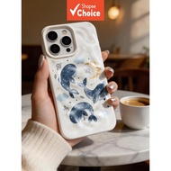 Healing Starry Sky Whale Phone Case with Water Ripple Pleats, Compatible with iPhone Series, Shockpr