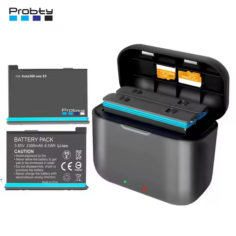 Probty 2200mAh Battery For Insta360 X3 Camera 360 Panoramic Action Camera Batteries Accessories For