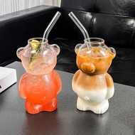 Style Bear Creative Style High-value Milk Tea Cup Unique Latte Coffee Juice Cup Heat-resistant Glass