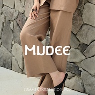 MUDEE กางเกงขายาวซิปหน้า ผ้าลินิน 100%   Wide-Leg Long Pants