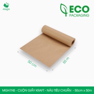 MGH1NS - 50cm x 50m - Standard brown Kraft paper roll for packaging, gift wrapping paper, lining pap