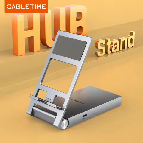 CABLETIME 8 IN 1 USB C Hub With Foldable Stand HDMI 4K 60Hz PD 100W USB 5Gbps Aux 3.5mm For IPad Pro