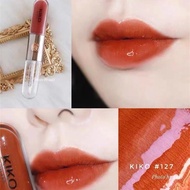 【Free Lip Brush】KIKO Double-headed Lip Glaze Non-stick Cup Non-fading Lipstick Water Gloss Mirror Li