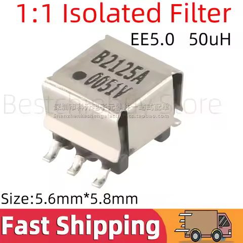 5pcs B2125A EE5.0 Turns Ratio 1:1 Isolated 500V Voltage Inductance 50uh ADSL Frequency Signal Filter