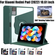 For Xiaomi Redmi Pad (2022) 10.61inch Fashion 360° Rotating Tablet Case RedmiPad 10.61" VHU4254IN 5G High End Clear Acrylic Drop Resistant Stand Flip Cover