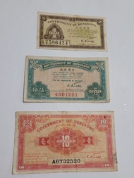 香港政府1941年 1仙5仙1毫共3張1套，流通品相， 掛號$20