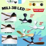 ALPHA MILI ALKOVA MILI / MILI LED 3B 52" 42" 33" 22" DC Motor Mini Ceiling Fan (12 Speed Remote)