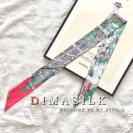 Khăn Choàng Lụa Dài Đa Năng Phù Hợp Cho Túi Xách Phụ Kiện Mùa Hè Cho Nữ Cổ Điển Dây Buộc Tay Cầm Khă