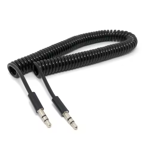 0.5M 2M plug and play headphone jack audio cable black 3/10TF four pole spring coil 3.5mm auxiliary 
