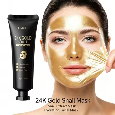Laikou 24K Gold Snail Peel Off Mask 50g Deep Pore Cleanser Blackhead Dirt Remover Detox Brightening 
