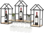 Kitchen Storage Organisation Creative Solid Wood Wine Rack | Wall-Mounted Wine Cabinet Rack | Kitchen Wall Display Shelf Wine Holder 60Cm Fashionable