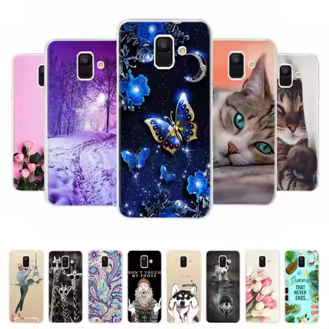 Case For Samsung Galaxy A6 2018 Transparent Cartoon Soft TPU Silicone Phone Cases Back Cover For Sam