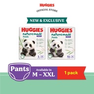 Huggies Naturemade Panda Pants Diapers M56 / L42 / XL36 / XXL24 - Super Premium Baby Diaper with Bam
