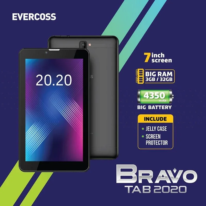 Promo Tablet Evercoss Bravo Tab 2020 Big Ram 3gb / 32 Layar 7 inch Screen Terbaru