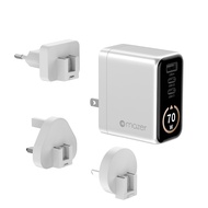 Mazer Charger Smart Ai Wall Charger 70W/100W Fast Charging Wall Charger With Travel Pins (3 Ports)