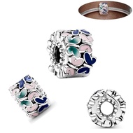 CZ 100% 925 Silver Charm Clips Band of Hearts Crown Shell Clear Pave Fit Original Pandora Bracelet D