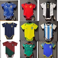 ⊙卍 New 2022 France Brazil Germany Spain Italy Netherlands Japan Portugal France Mexico Argentina Wales Jersey Baby Romper Football Jersi Toddler One Piece Suit Soft Newborn Gifts