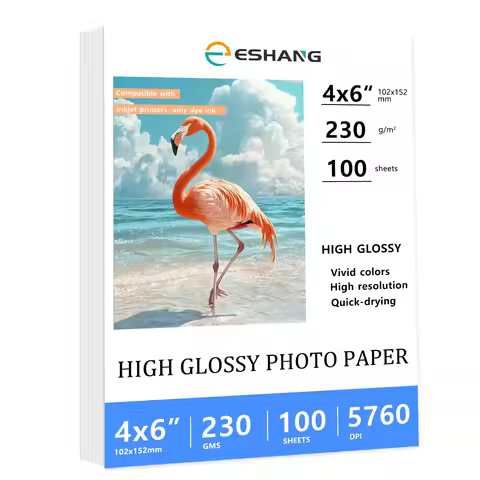 230Gsm 62Ib 100 Sheets 4 x 6 Inches Size（102x152mm ） High Glossy Photo Paper For Inkjet Printer